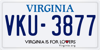 VA license plate VKU3877