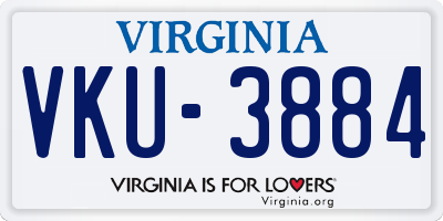 VA license plate VKU3884