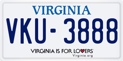 VA license plate VKU3888