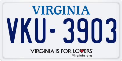 VA license plate VKU3903