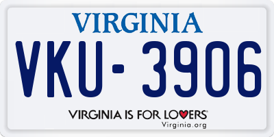 VA license plate VKU3906