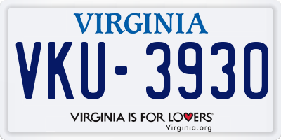 VA license plate VKU3930