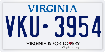 VA license plate VKU3954