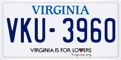VA license plate VKU3960