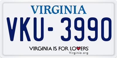 VA license plate VKU3990