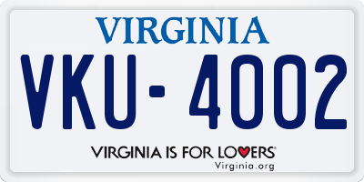 VA license plate VKU4002