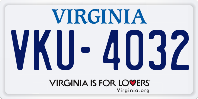 VA license plate VKU4032
