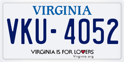 VA license plate VKU4052