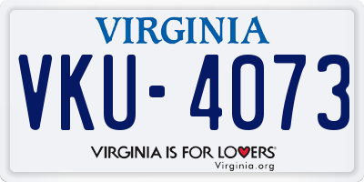 VA license plate VKU4073