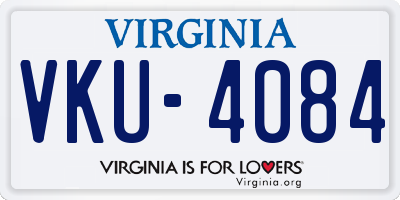 VA license plate VKU4084