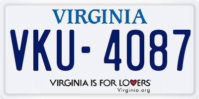 VA license plate VKU4087