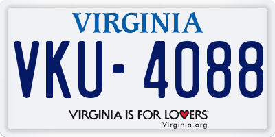 VA license plate VKU4088