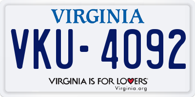 VA license plate VKU4092