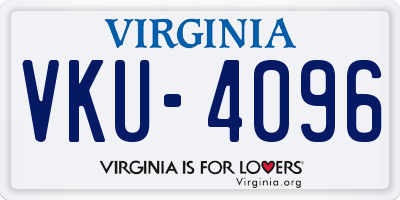 VA license plate VKU4096