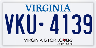 VA license plate VKU4139