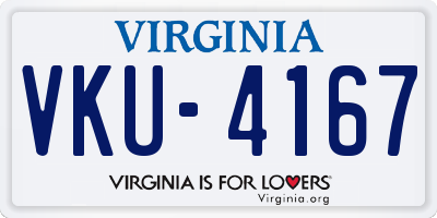 VA license plate VKU4167