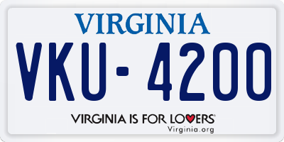VA license plate VKU4200