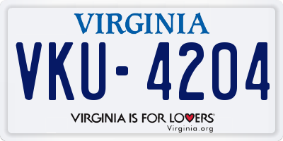 VA license plate VKU4204