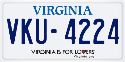 VA license plate VKU4224