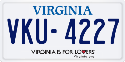 VA license plate VKU4227