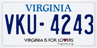 VA license plate VKU4243