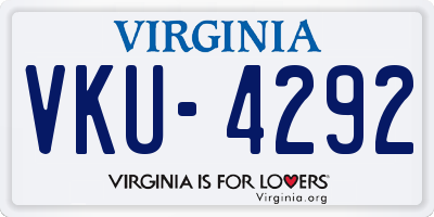VA license plate VKU4292