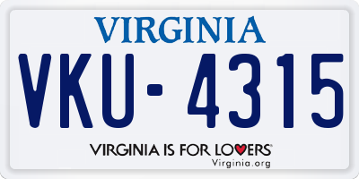 VA license plate VKU4315