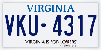 VA license plate VKU4317
