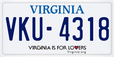 VA license plate VKU4318