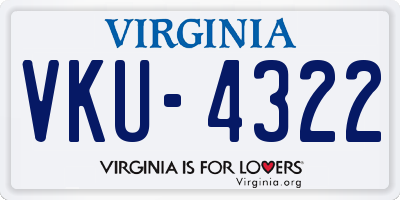 VA license plate VKU4322
