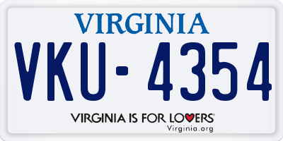 VA license plate VKU4354