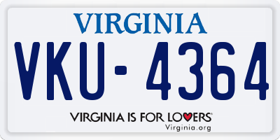 VA license plate VKU4364