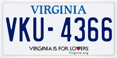 VA license plate VKU4366
