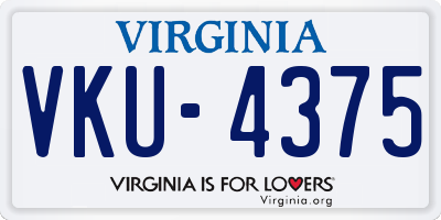 VA license plate VKU4375