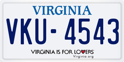 VA license plate VKU4543
