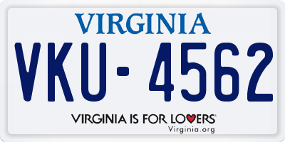 VA license plate VKU4562