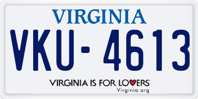 VA license plate VKU4613