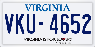 VA license plate VKU4652