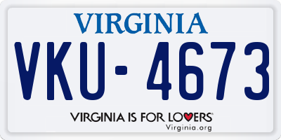 VA license plate VKU4673