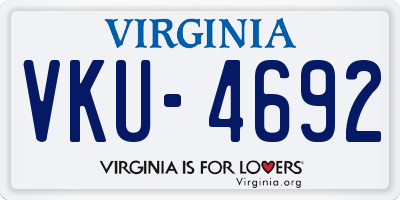 VA license plate VKU4692