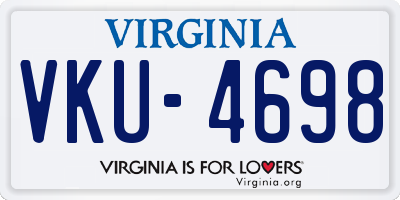 VA license plate VKU4698