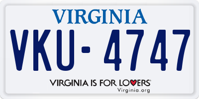 VA license plate VKU4747