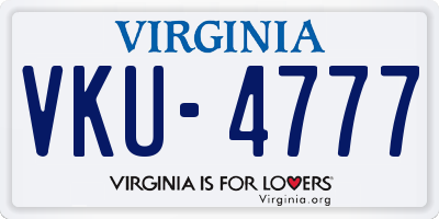 VA license plate VKU4777