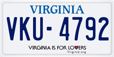 VA license plate VKU4792
