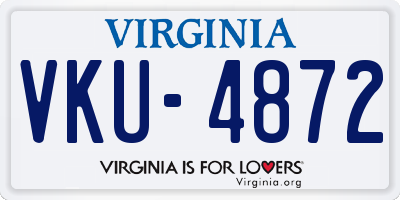 VA license plate VKU4872