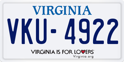 VA license plate VKU4922