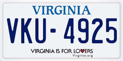 VA license plate VKU4925
