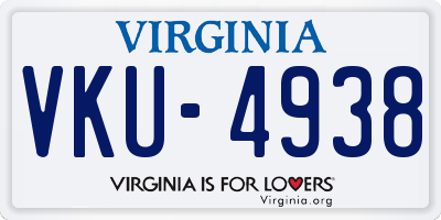 VA license plate VKU4938
