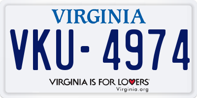 VA license plate VKU4974
