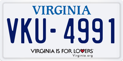VA license plate VKU4991